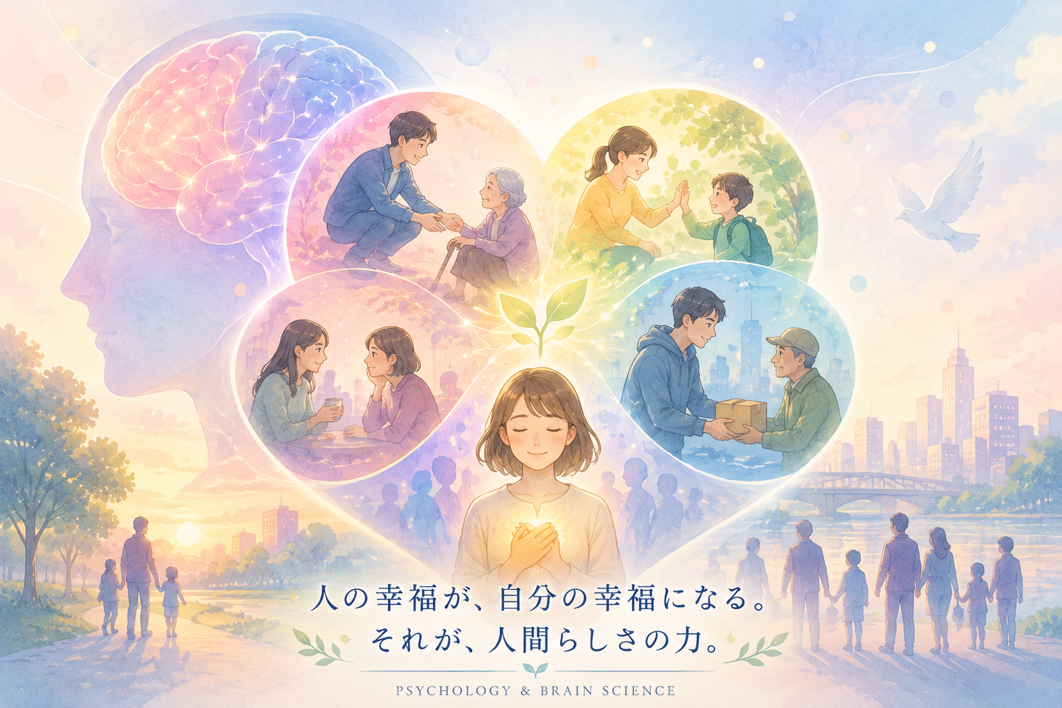人の幸福が自分の幸福になることを表したイラスト